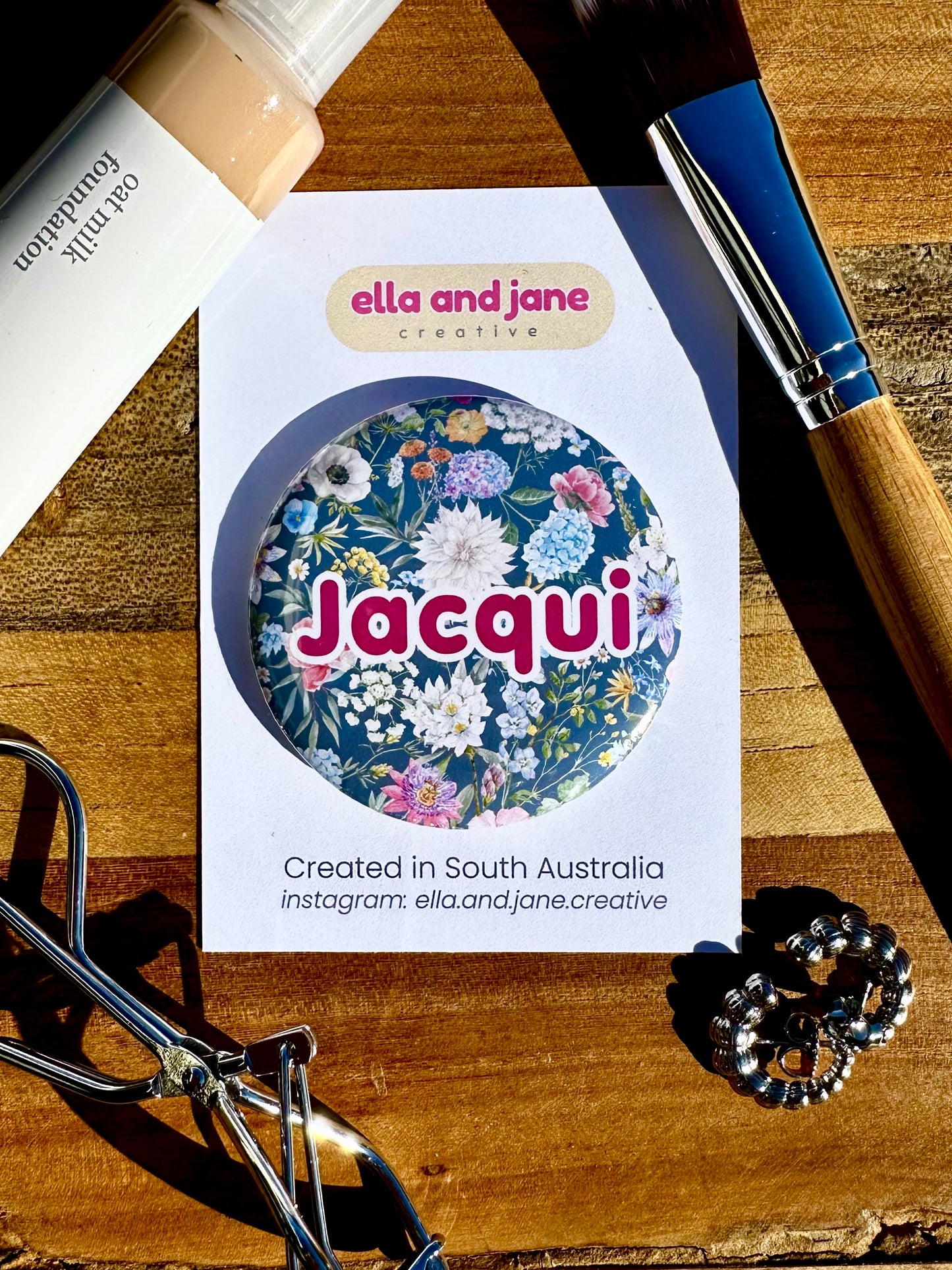 Personalised Floral Pocket Mirror