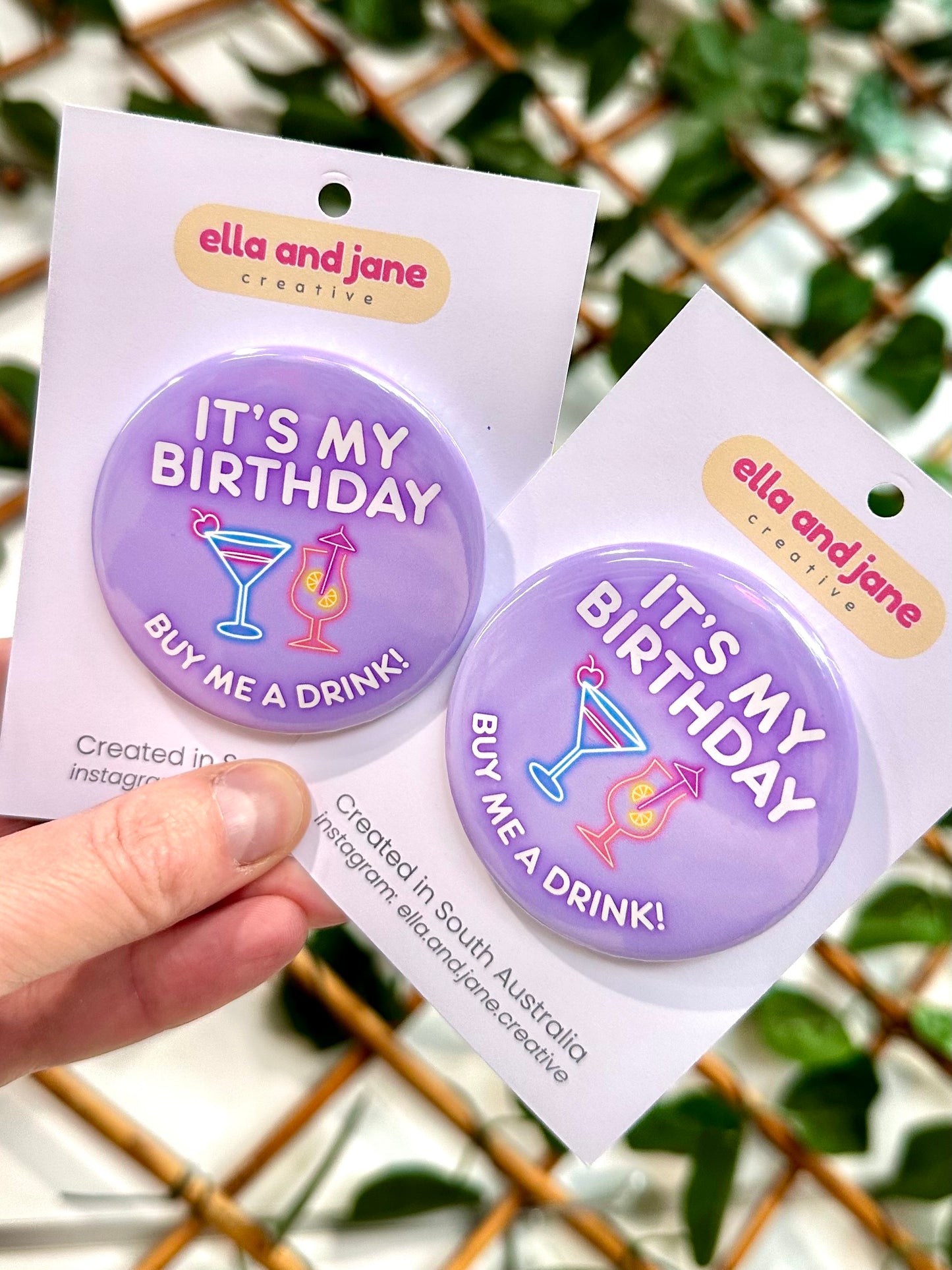 Birthday Drinks Party Badge