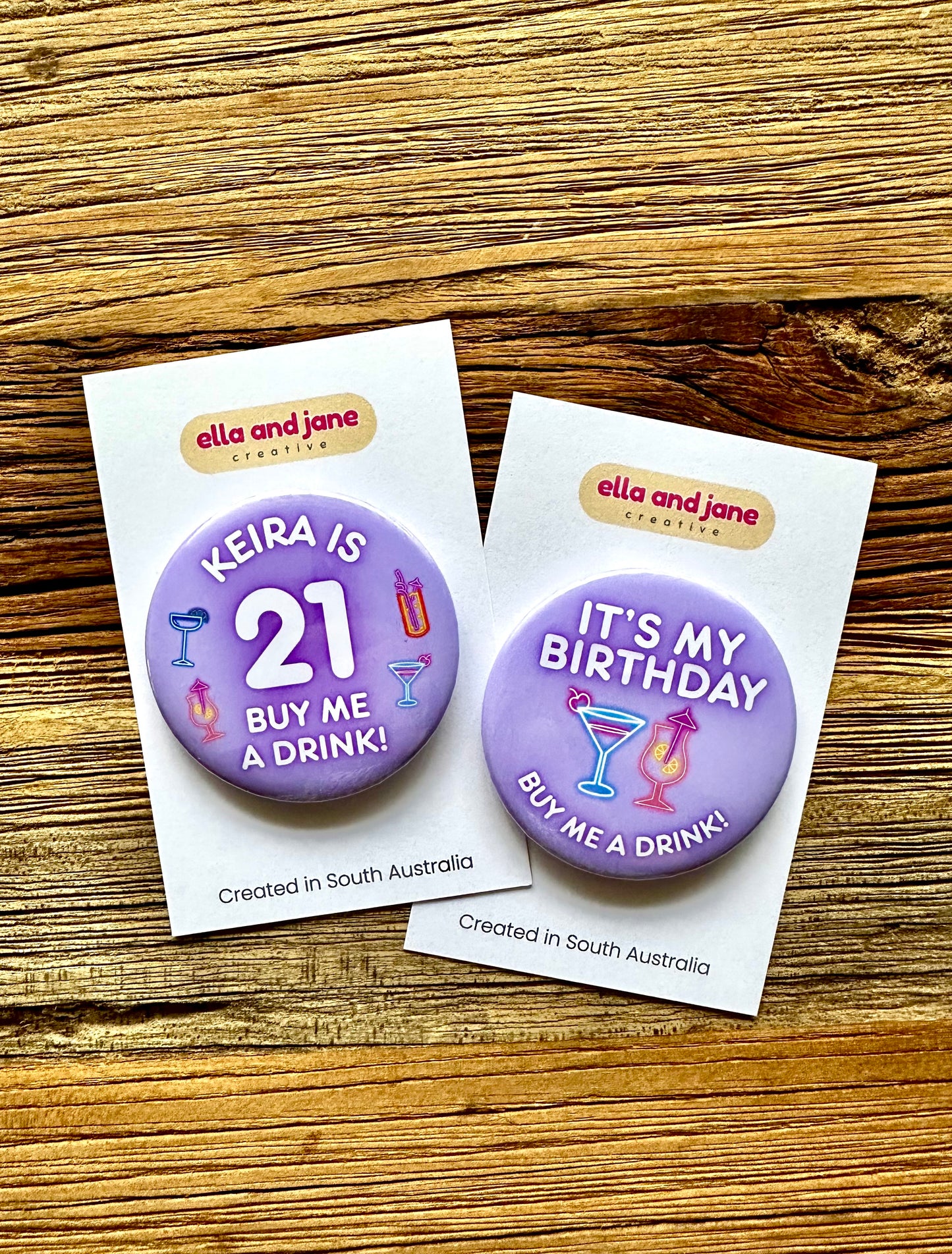 Birthday Drinks Party Badge