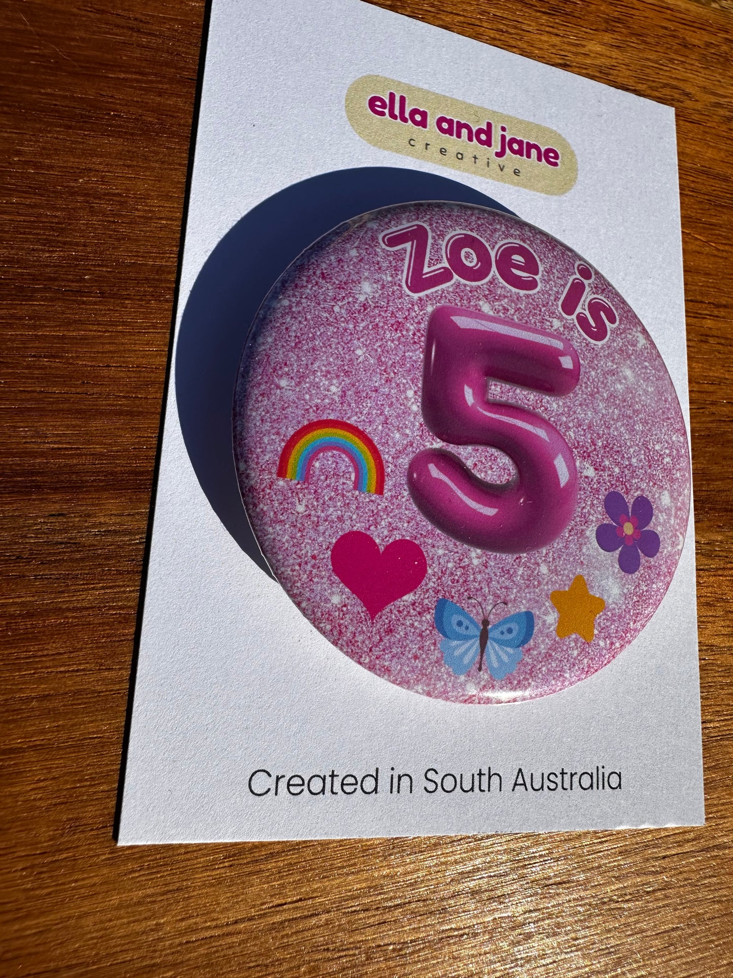 Glitter Look (Pink, Purple, Turqoise) Birthday Badge