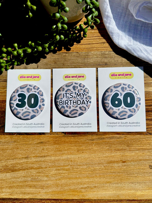 Leopard Delight Birthday Badge
