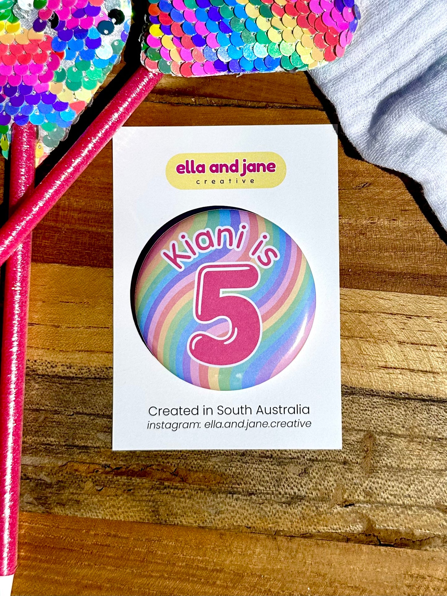 Rainbow Swirl Birthday Badge