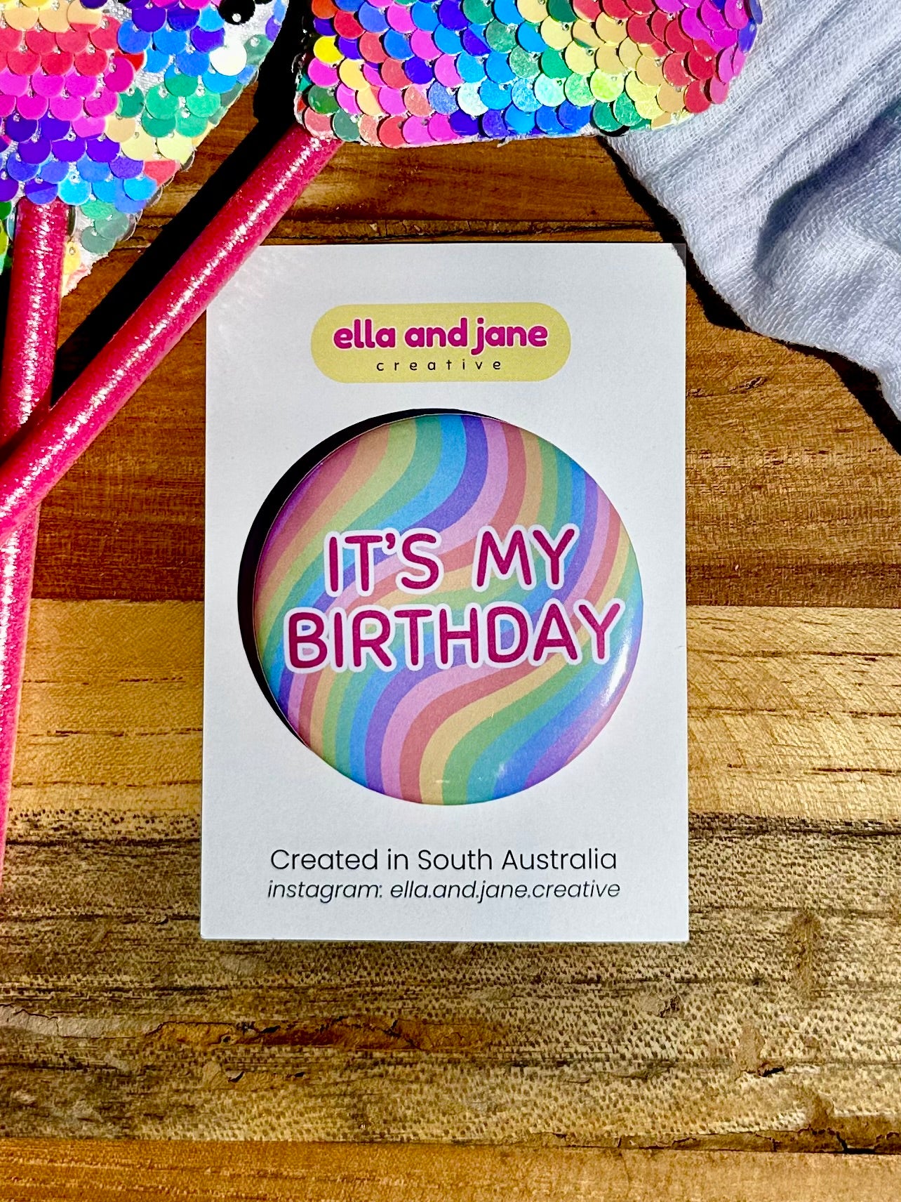 Rainbow Swirl Birthday Badge