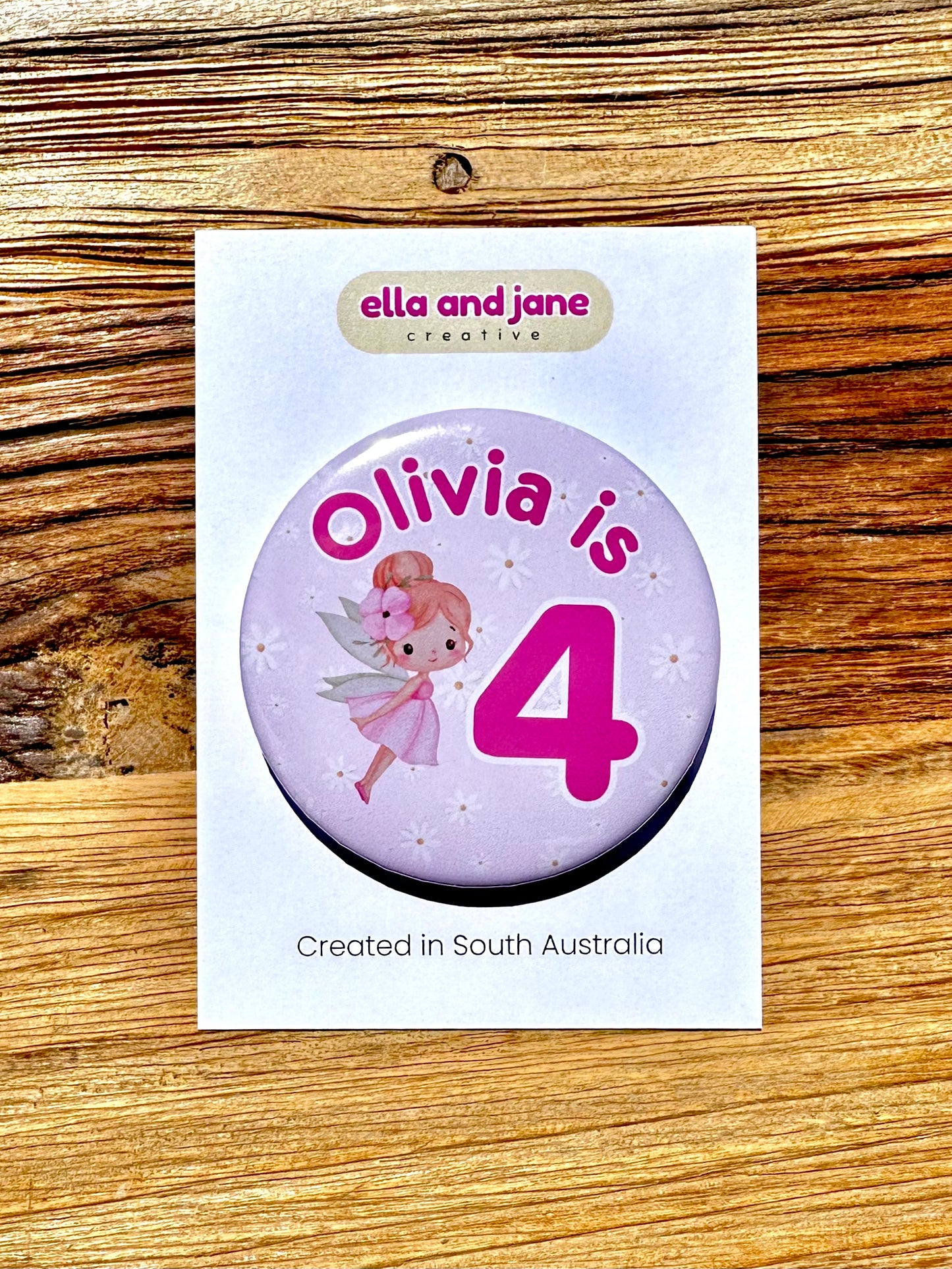 Fairy Flowers Birthday Badge