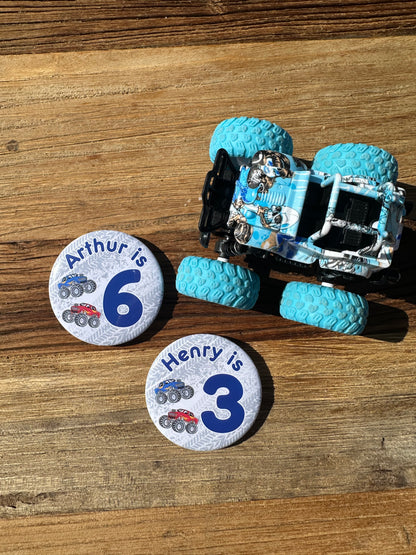 Monster Truck Birthday Badge