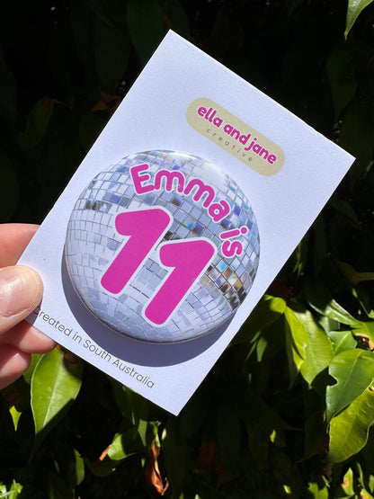 Disco Party Birthday Badge
