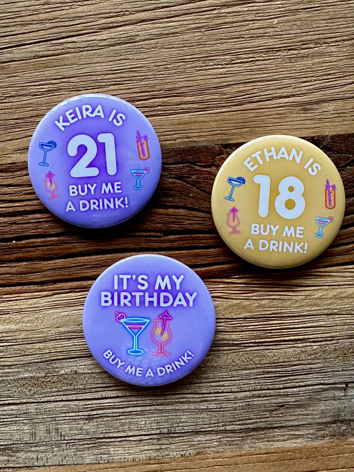 Birthday Drinks Party Badge