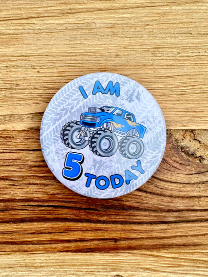 Monster Truck Birthday Badge