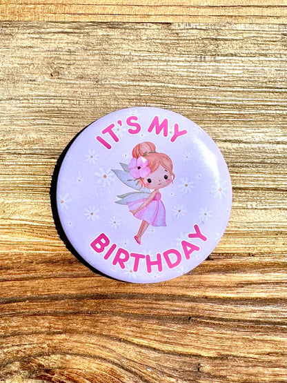 Fairy Flowers Birthday Badge