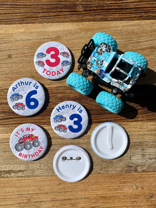 Monster Truck Birthday Badge