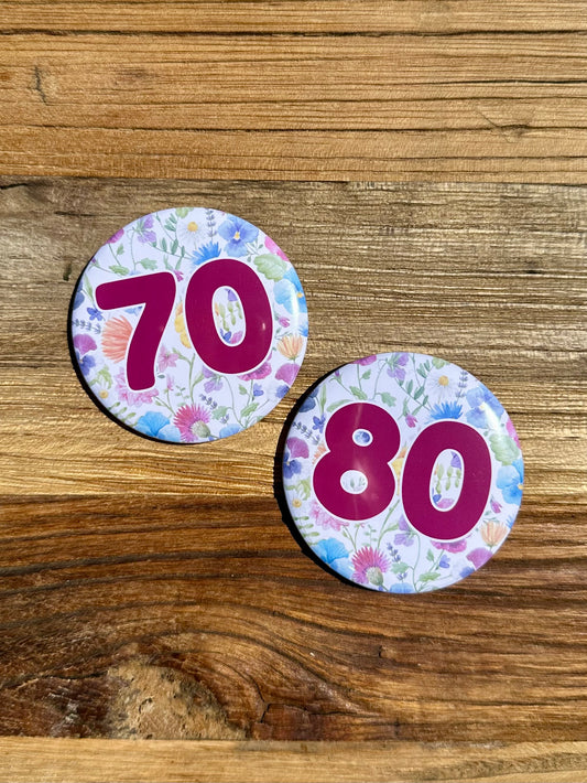Burgundy Flowers Birthday Badge