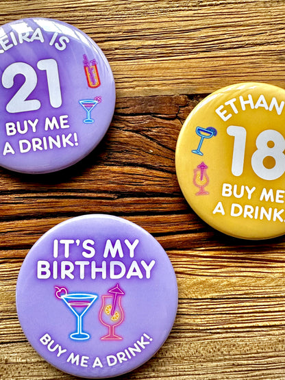 Birthday Drinks Party Badge