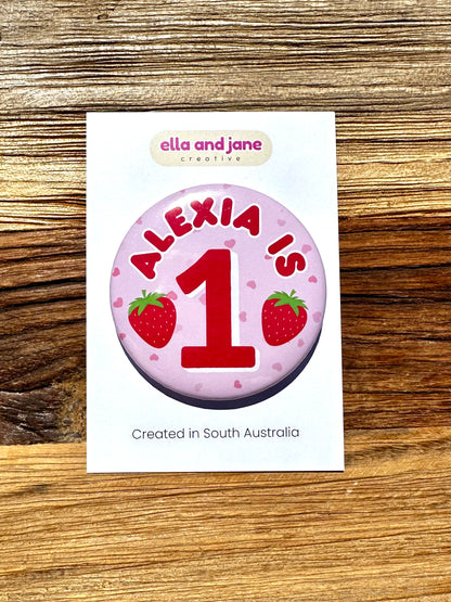 Berry First Birthday Badge