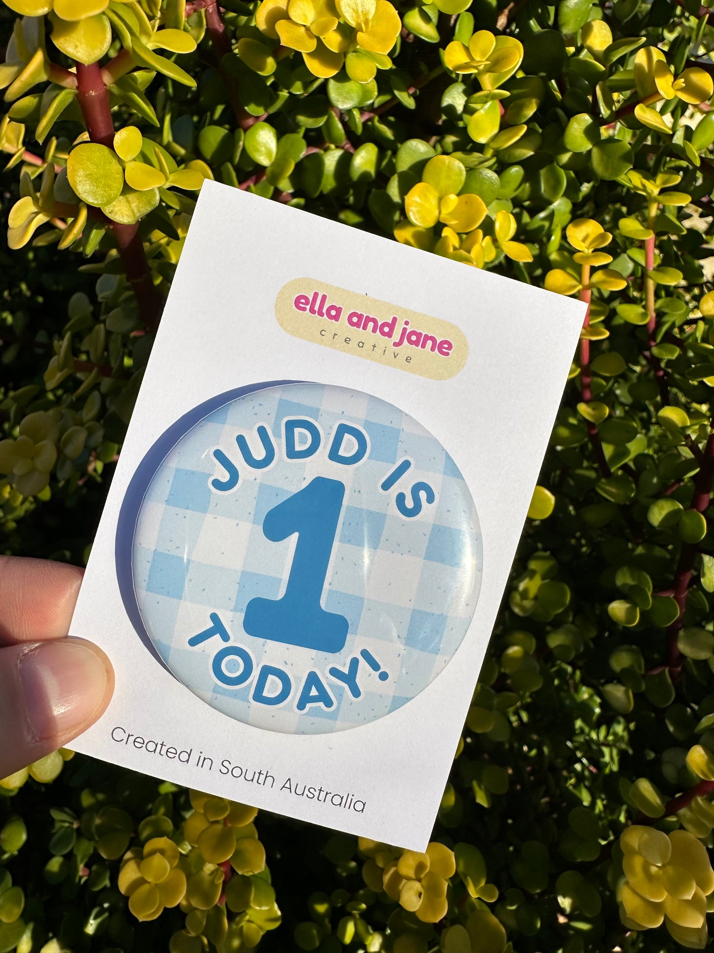Gingham Birthday Badge