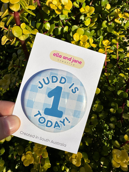 Gingham Birthday Badge