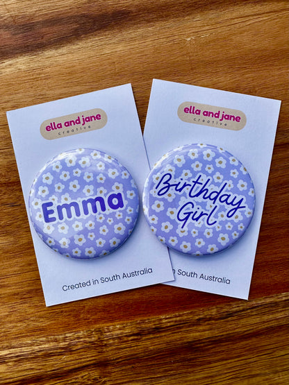 Lilac Flowers Birthday Badge