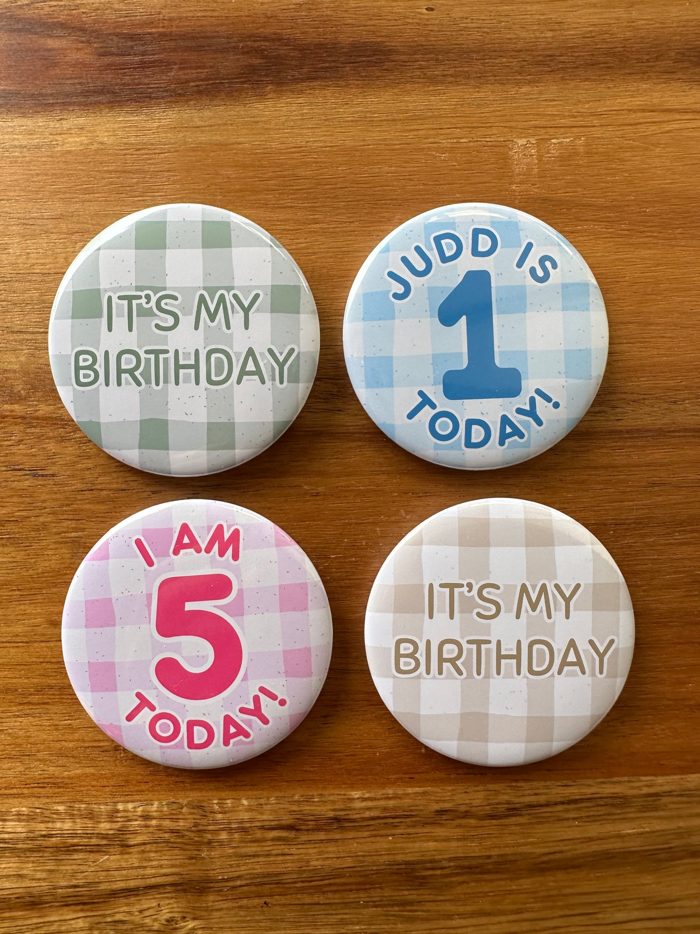 Gingham Birthday Badge