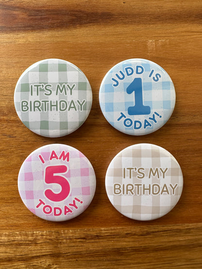 Gingham Birthday Badge