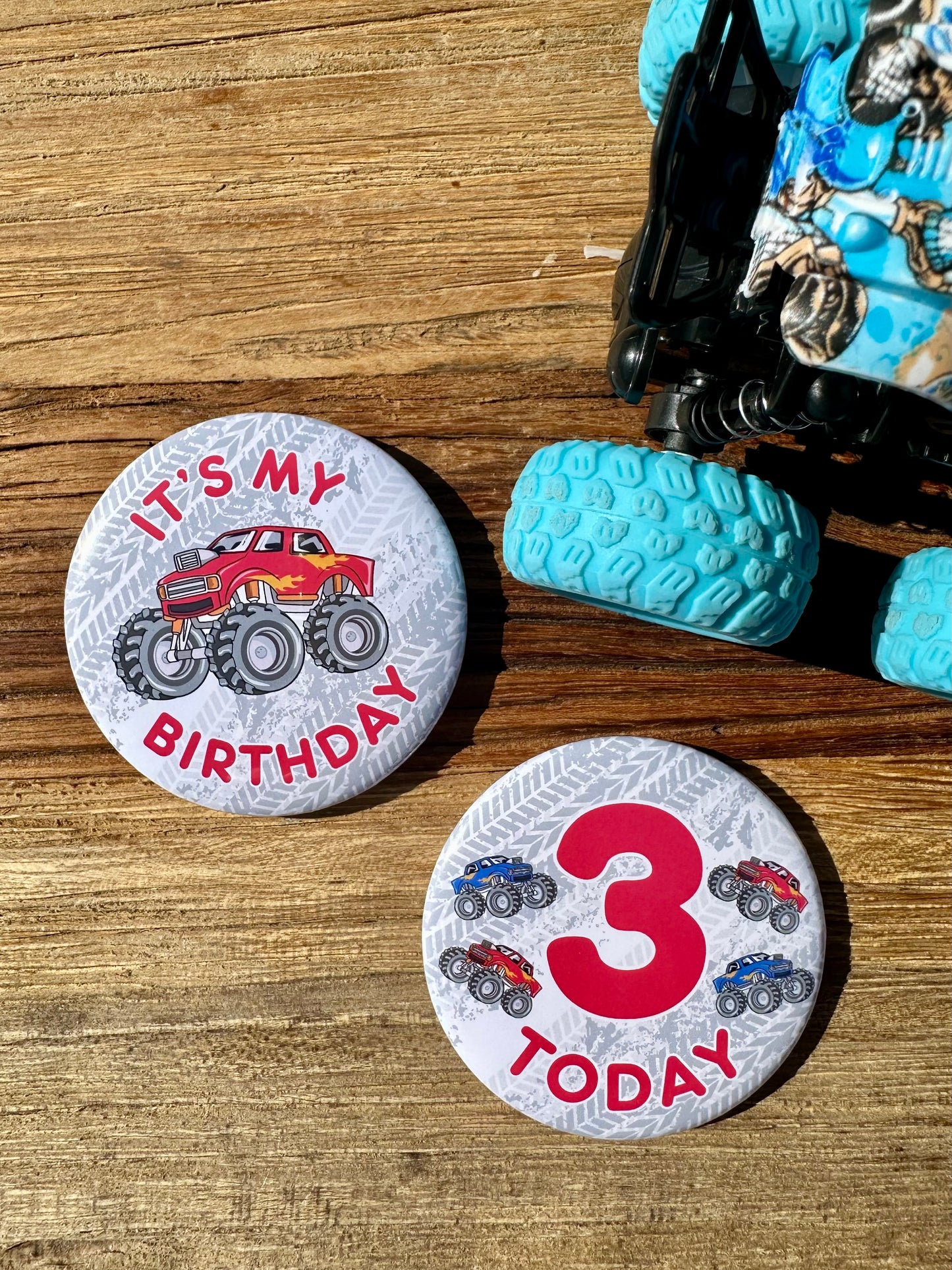 Monster Truck Birthday Badge