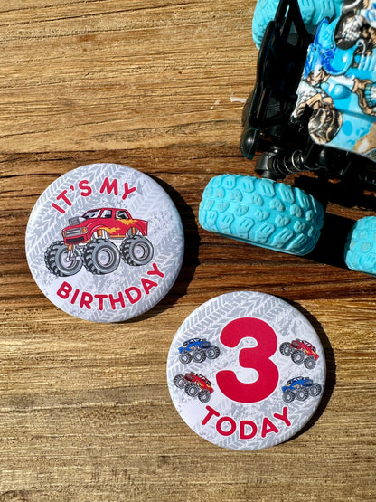 Monster Truck Birthday Badge