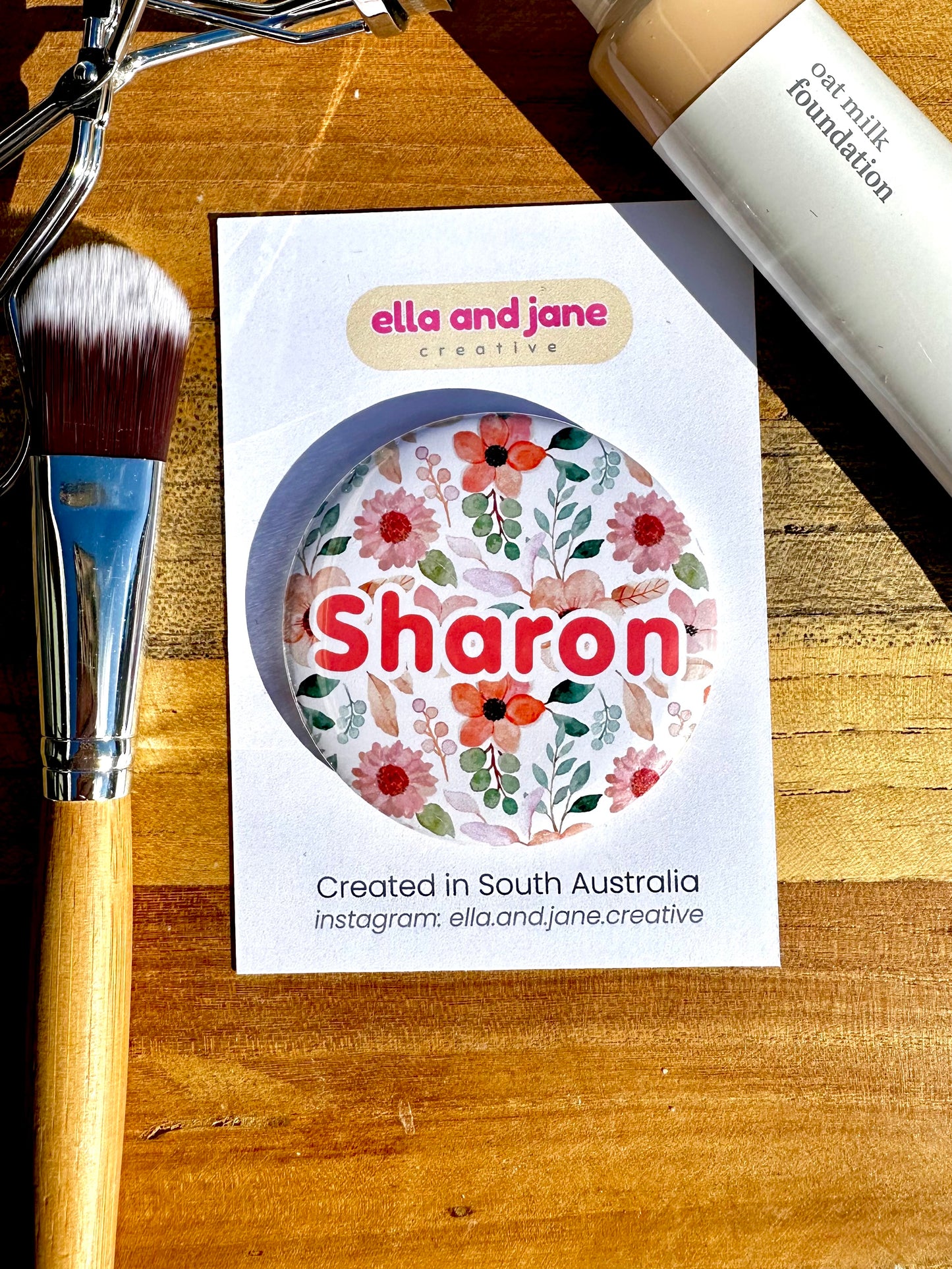 Personalised Floral Pocket Mirror