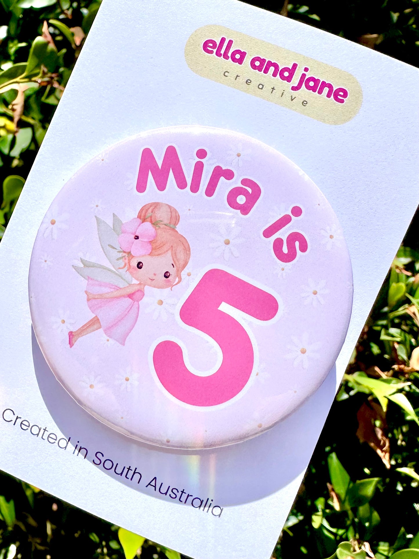 Fairy Flowers Birthday Badge