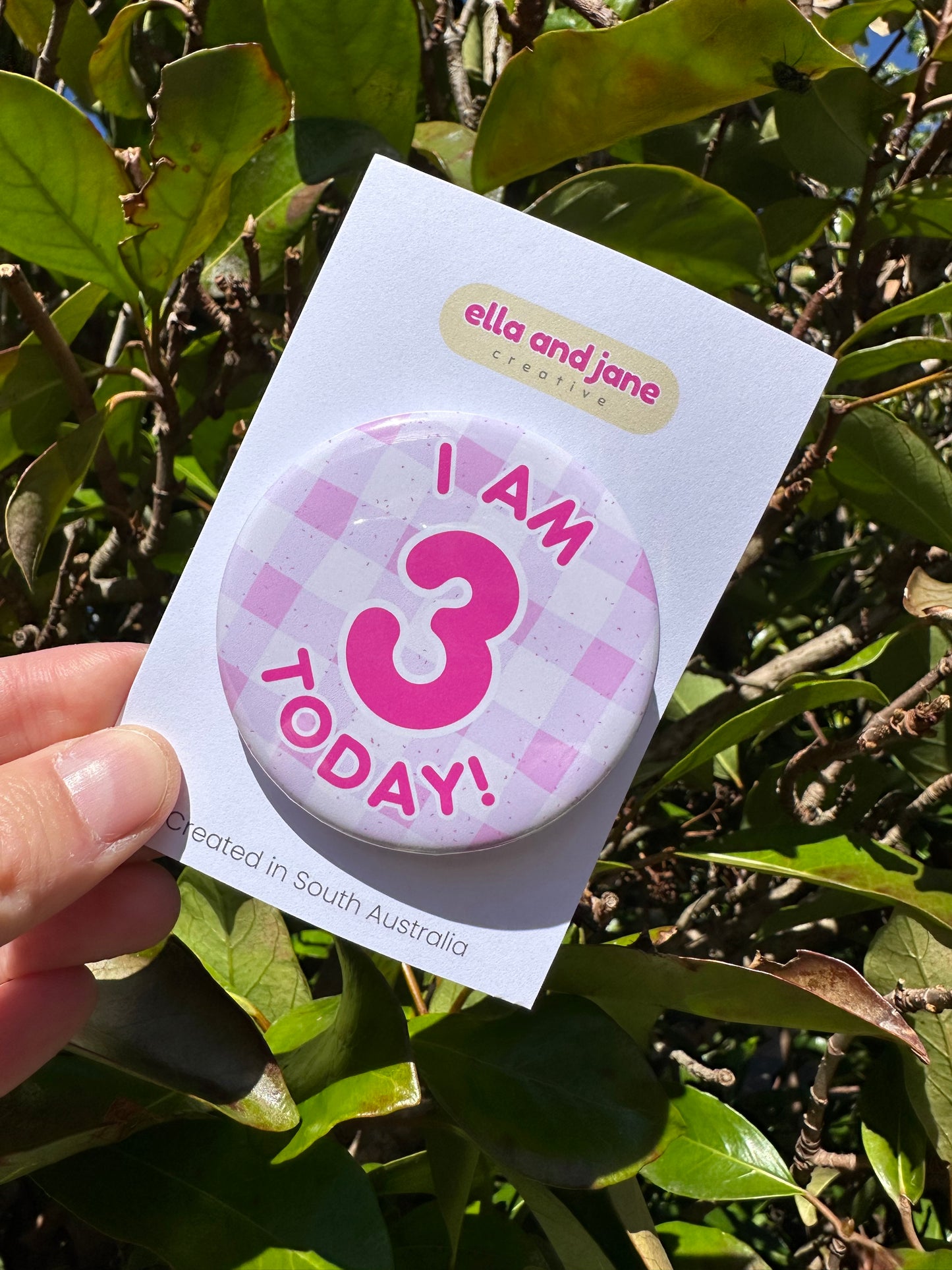 Gingham Birthday Badge