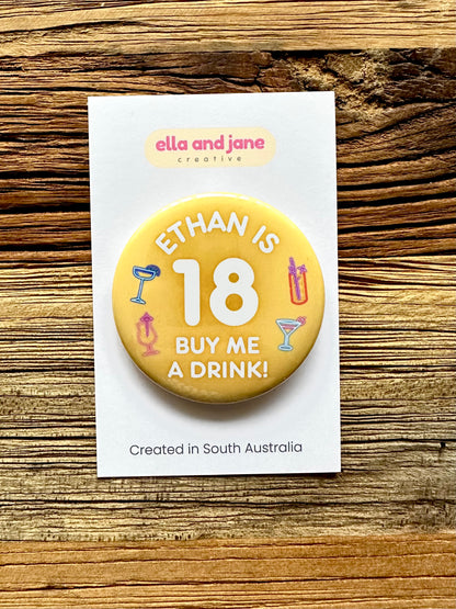 Birthday Drinks Party Badge