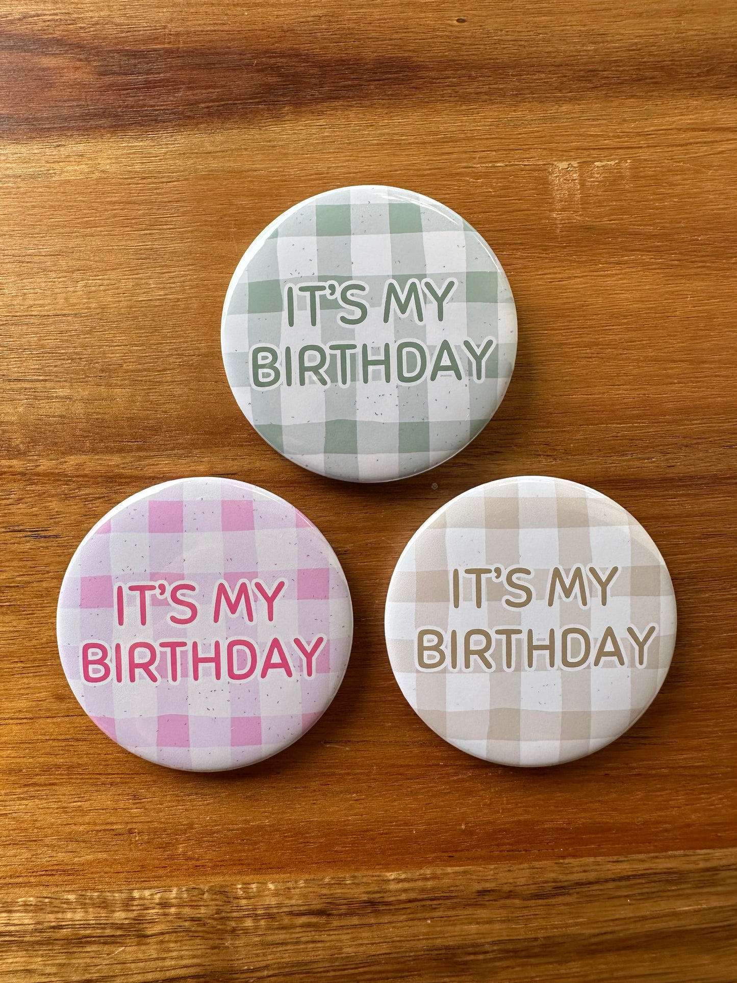 Gingham Birthday Badge