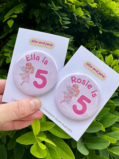 Fairy Flowers Birthday Badge